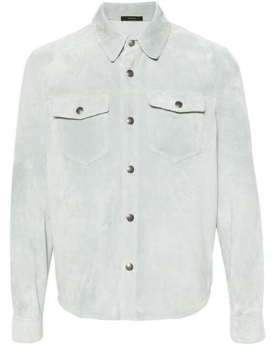 Tom Ford Jacke aus Wildleder mit klassischem Kragen - Weiß