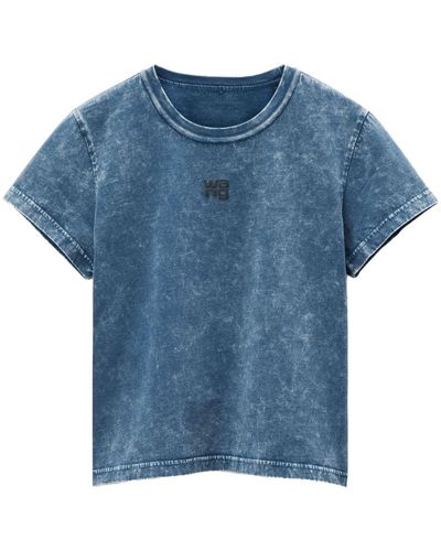 Alexander Wang Puff Logo-appliqué Cotton T-shirt - Blue