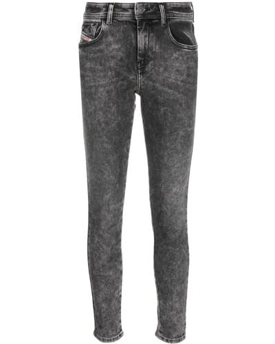 DIESEL Slandy Low-rise Skinny Jeans - Gray
