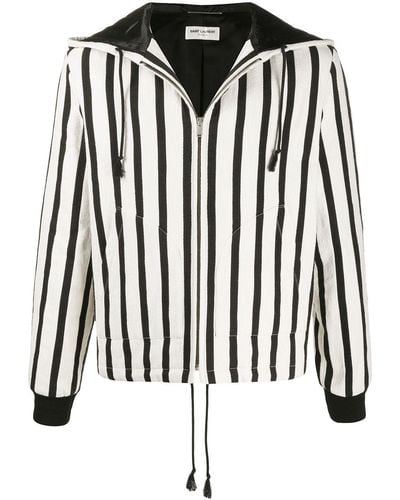 Saint Laurent Vertical Stripe Zipped Jacket - Black