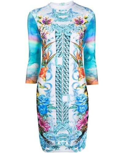 Philipp Plein Hawaii-print Mini Dress - Blue