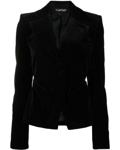 Tom Ford Adjustable Cotton-velvet Blazer - Black