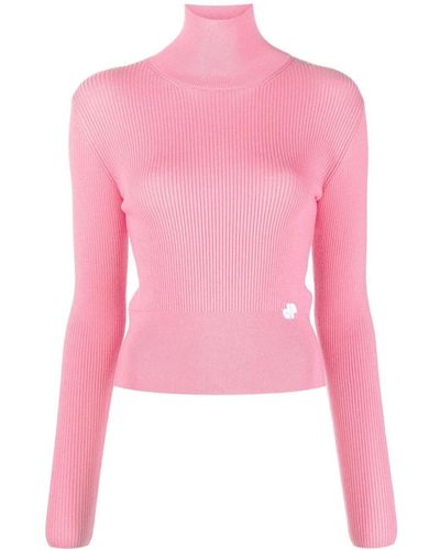Patou Roll-neck Ribbed Jumper - Pink