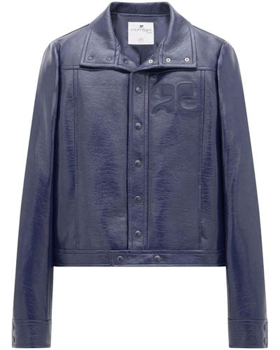 Courreges Shimmer-finish Long-sleeve Shirt Jacket - Blue