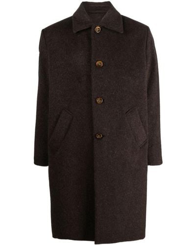 Séfr Single-breasted Wool-blend Mid Coat - Black