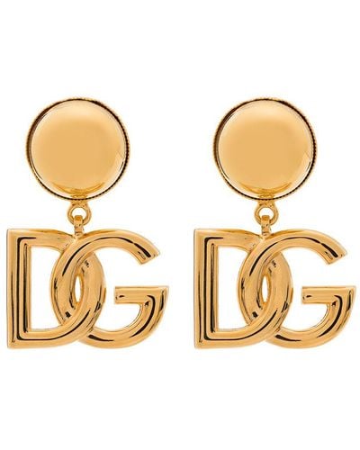 Dolce & Gabbana Interlocking Logo Small Hoops - Metallic