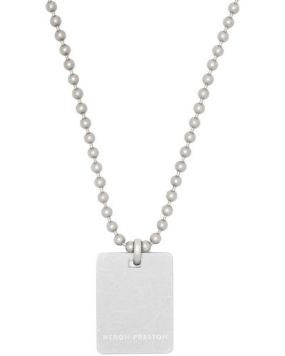 Heron Preston Logo-tag Brass Necklace - White
