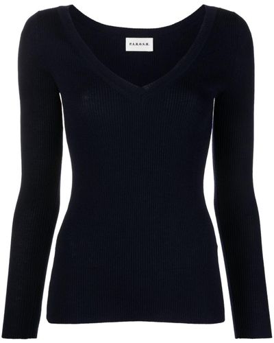 P.A.R.O.S.H. Fine-ribbed Wool Sweater - Blue