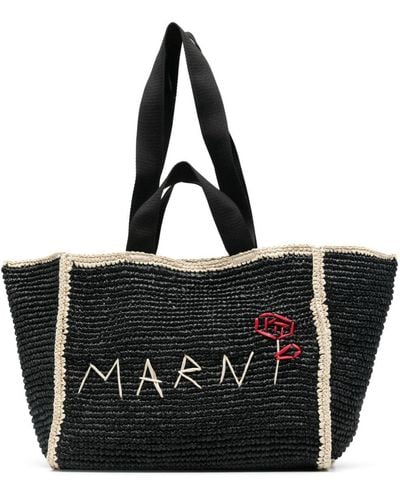 Marni Sillo Macramé Tote Bag - Black