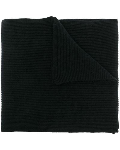 Moncler Logo Badge Ribbed Knit Scarf - Black