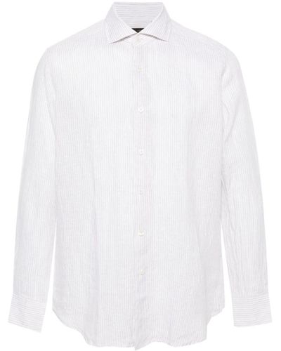 Dell'Oglio Striped Linen Shirt - ホワイト