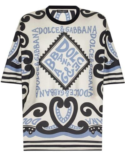Dolce & Gabbana Zijden T-shirt Met Marina Print - Zwart