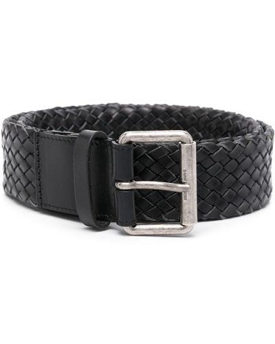 Saint Laurent Ceinture tressée à boucle logo - Noir