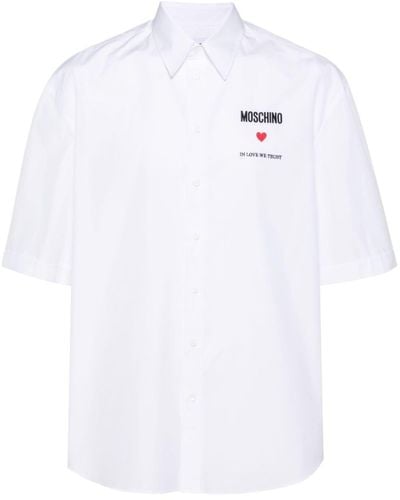 Moschino Hemd mit aufgesticktem Zitat - Weiß