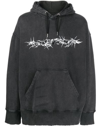 Givenchy ジバンシィ Barbed Wire プリント パーカー - ブラック