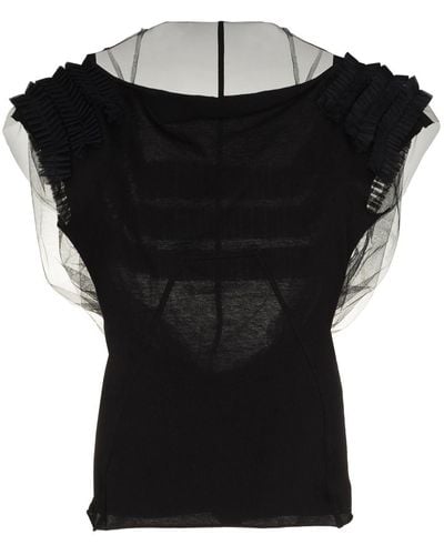 Rick Owens Blouse With Boat Neckline - Black