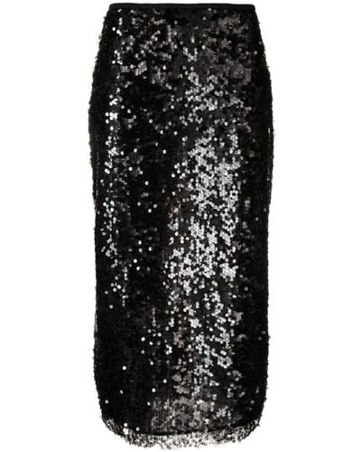 MSGM Sequin-embellished Straight Skirt - Black