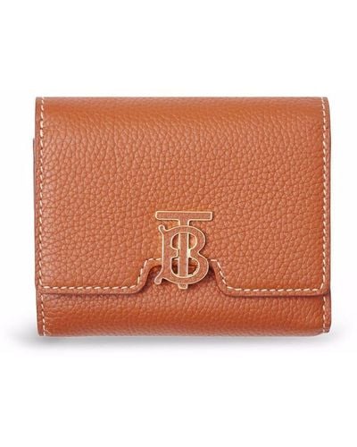 Burberry Monogram Grained Leather Wallet - Orange