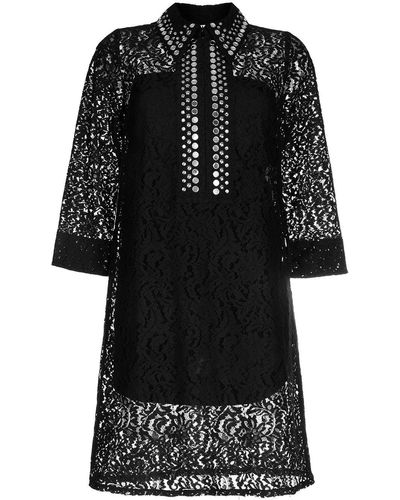 N°21 Studded-detailing Lace Mini Dress - Black