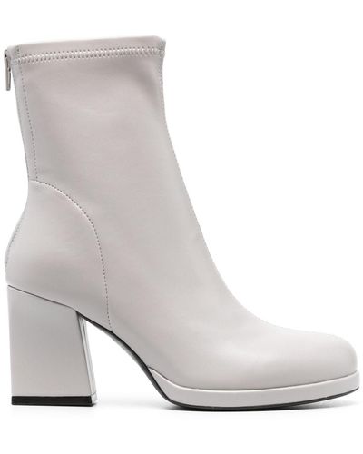 Pinko 85mm Leather Ankle Boots - White