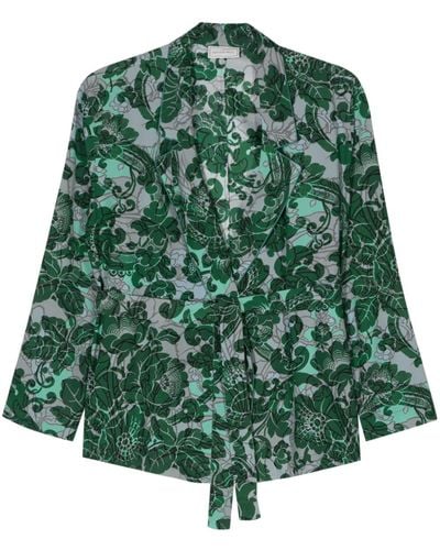 Pierre Louis Mascia Adanastr Floral-print Belted Blazer - Green