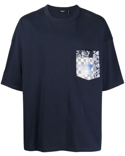 FIVE CM Patch-detail Short-sleeve T-shirt - Blue
