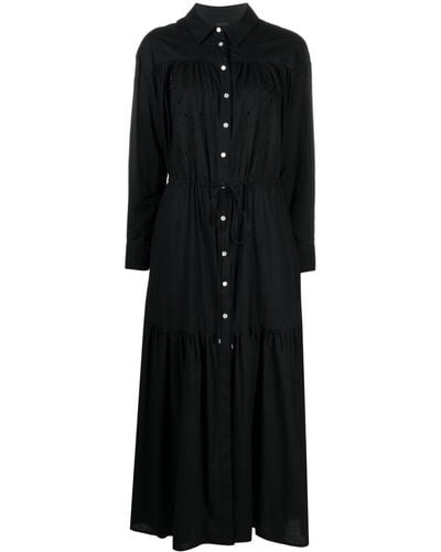 Pinko Broderie Anglaise Maxi Shirt Dress - Black
