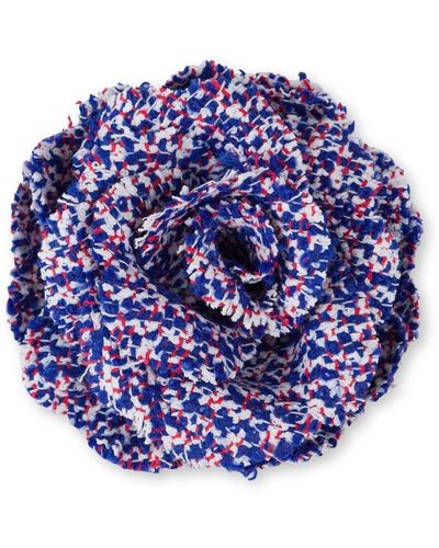 Philosophy Di Lorenzo Serafini Floral-appliqué Tweed Brooch - Blue