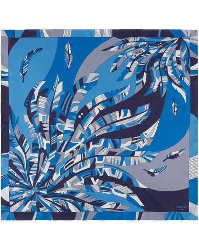 Lancel Foulard en soie à imprimé Arabesque - Bleu
