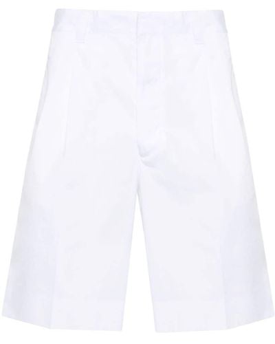 Prada Popeline-Shorts mit Logo-Patch - Weiß