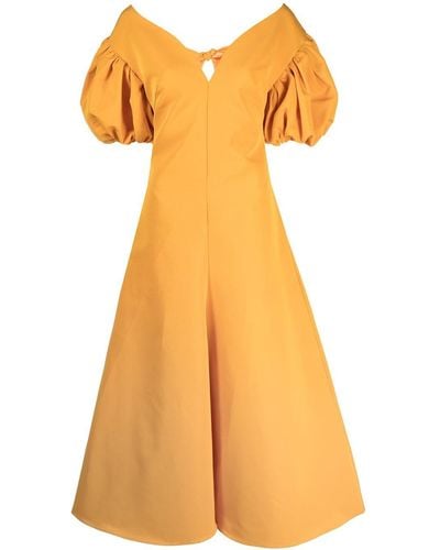 Rosie Assoulin Short Puff Sleeves Gown - Yellow