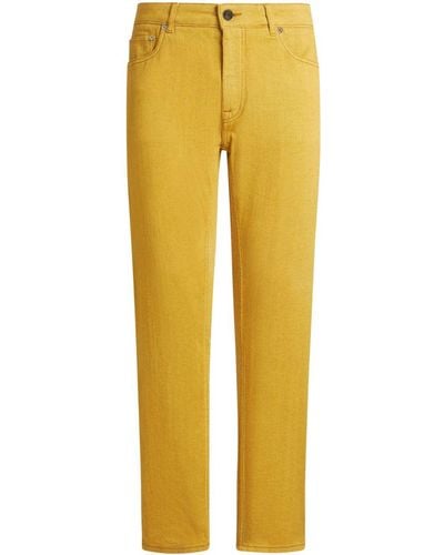 Etro Halbhohe Jeans mit Pegaso-Stickerei - Gelb