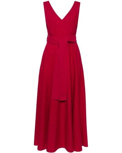 P.A.R.O.S.H. Belted Cotton Maxi Dress - Red