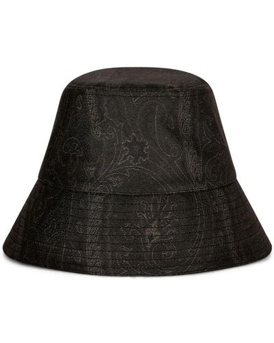 Etro Sombrero de pescador con estampado de cachemira - Negro