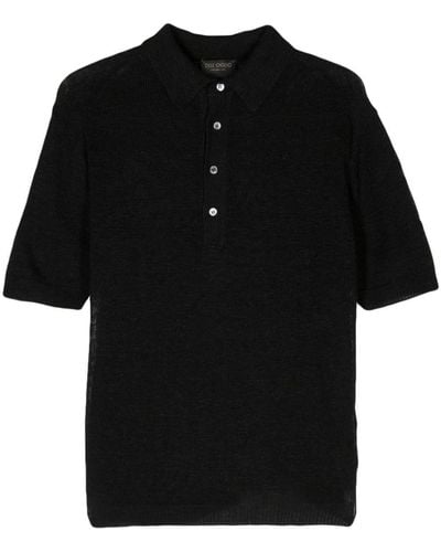 Dell'Oglio Open-knit Polo Shirt - Black