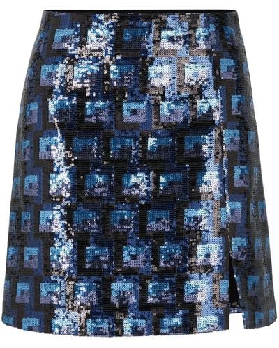 HUGO Rasalle Squinned Mini Skirt - Blue