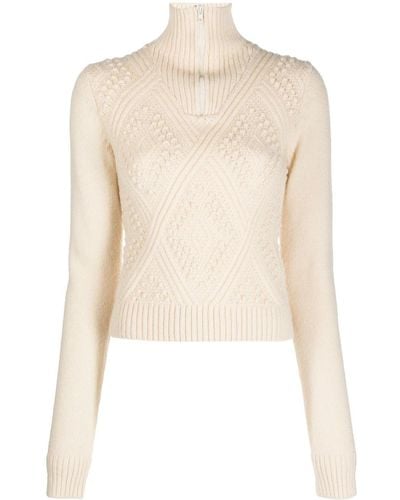 Filippa K Cotton And Wool Blend Zipped Top - Natural