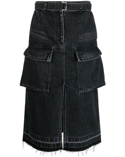 Sacai Cargo-pocket Denim Skirt - Black