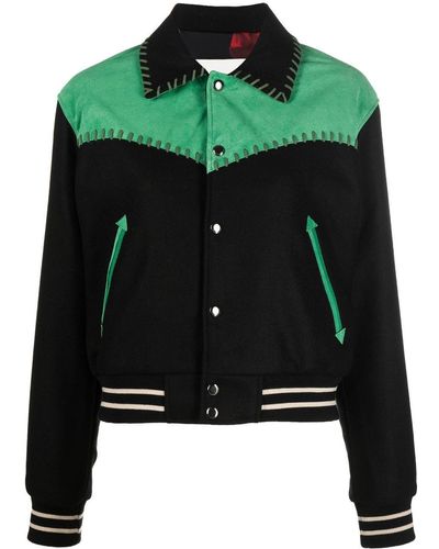 ANDERSSON BELL Colour-block Suede Jacket - Green