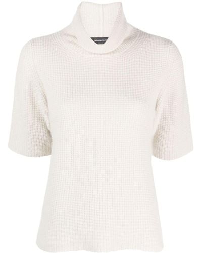 Fabiana Filippi T-shirt en maille gaufrée à col roulé - Blanc