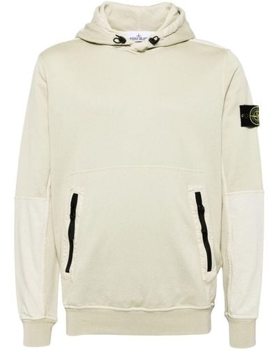 Stone Island Compass-patch Cotton Hoodie - Natural