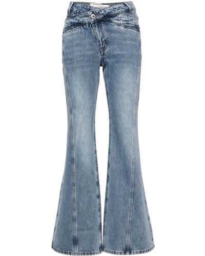 Feng Chen Wang Twist-detail Flared Jeans - Blue