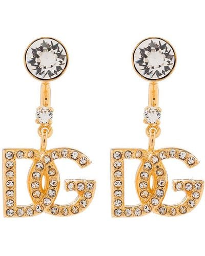 Dolce & Gabbana Orecchini D&G con cristalli - Metallizzato