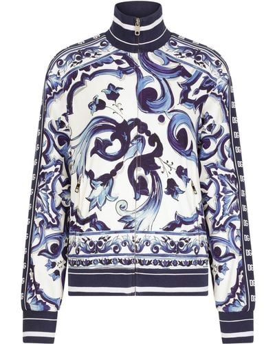 Dolce & Gabbana Majolica-print Zip-up Sweatshirt - Blue