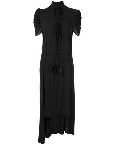 Ann Demeulemeester Ruffled Neck Asymmetric Dress - Black