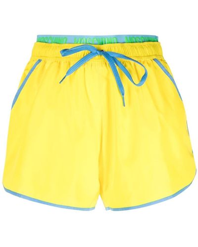Moschino Logo-waistband Drawstring Swim Shorts - Yellow