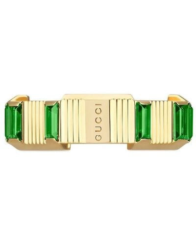 Gucci 18kt Yellow Gold Link To Love Tourmaline Ring - Green