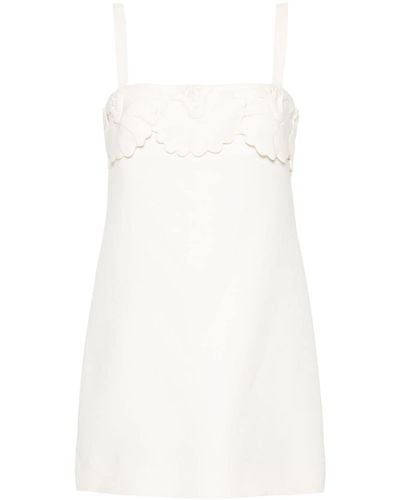 Valentino Garavani Floral-appliqué Crepe Mini Dress - White