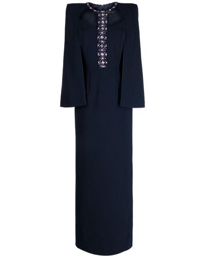 Jenny Packham Langes Lucille Kleid mit Kristallen - Blau