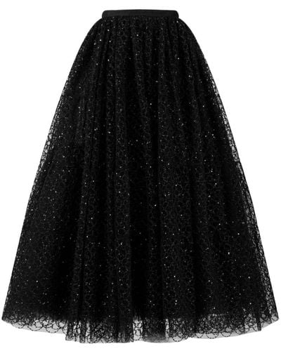 Giambattista Valli Crystal-embellished Embroidered-tulle Skirt - Black